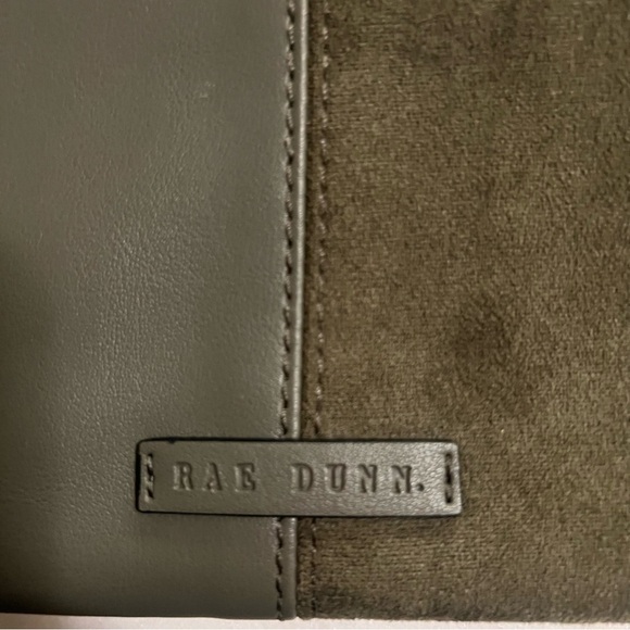 Rae Dunn Women’s Leather and Suede Green Crossbody Bag Purse Double Top Zippers - Picture 4 of 12